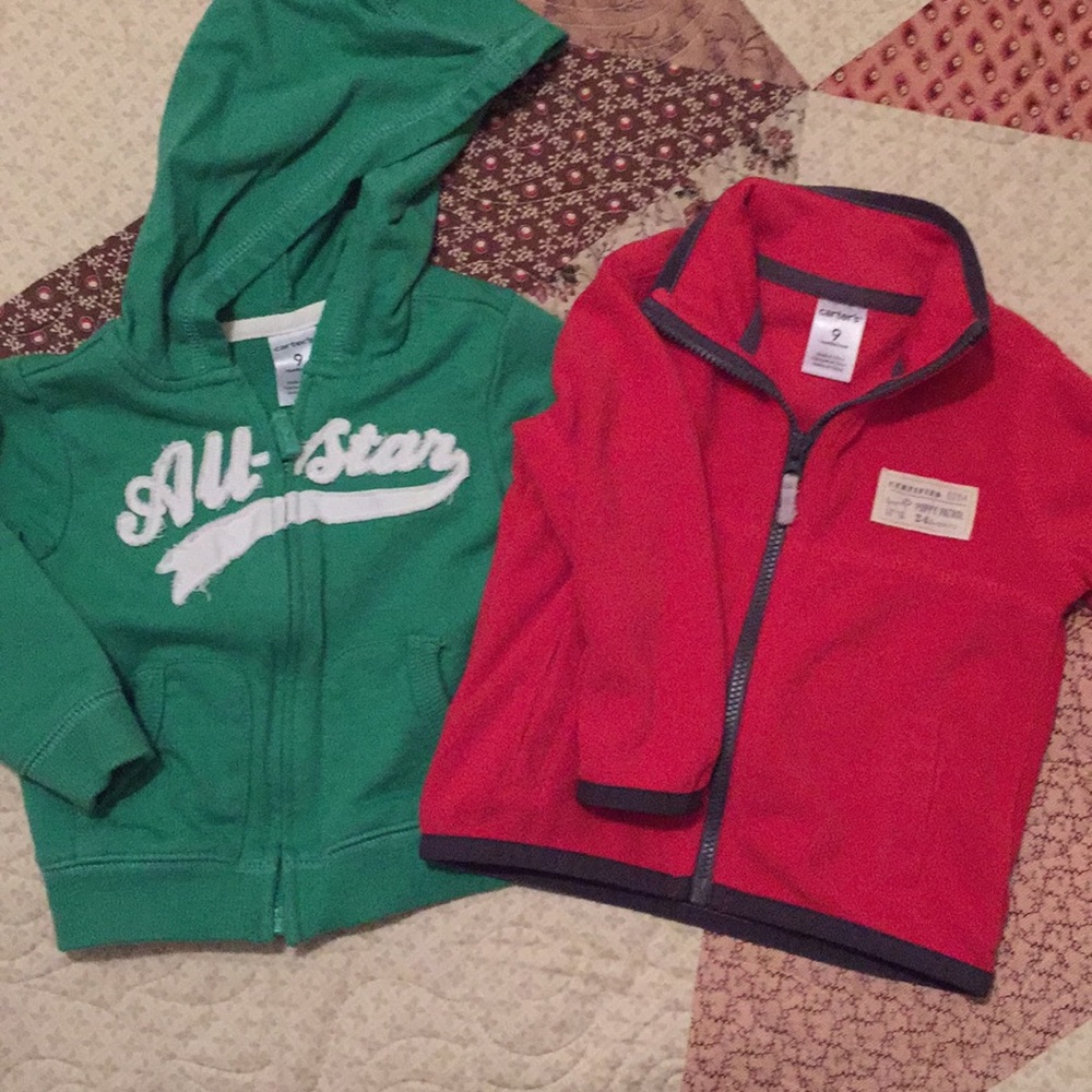 2 Carter’s 9 month zip up sweatshirts!